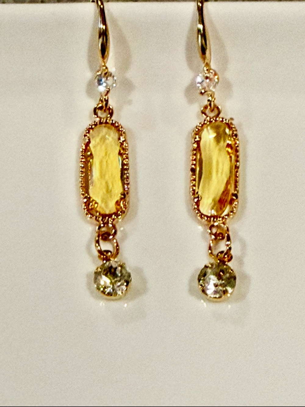Gold-Tone Yellow Crystal Drop Earrings